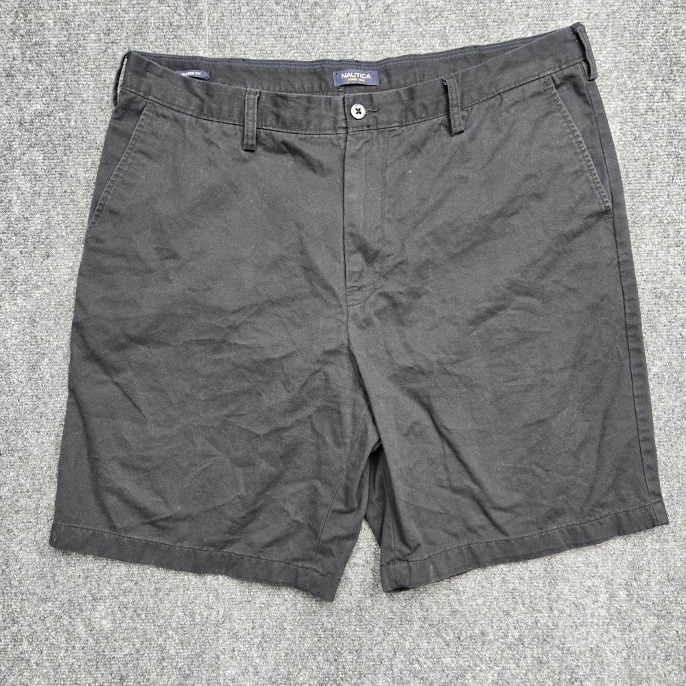 Nautica Mens Classic Fit Chino Shorts Black 100% Cotton Size 40W